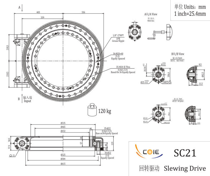 SC21 Single Axis Slewing Drive
