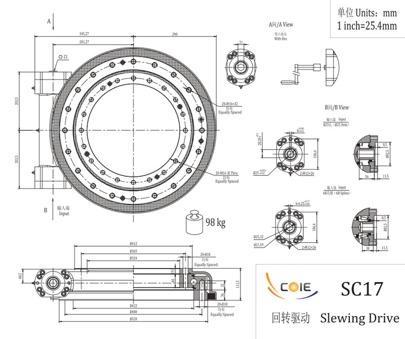 SC17 Single Axis Slewing Drive