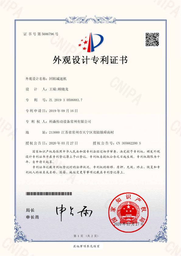 Certificate ISO CE Patent