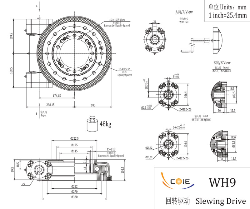 WH9 Single Worm Slewing Drive