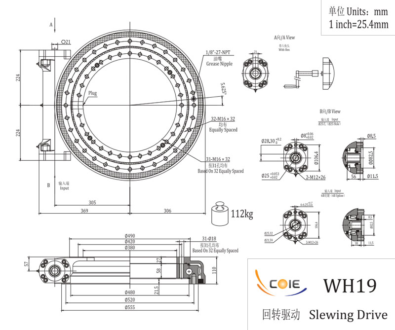 WH19 Single Worm Slewing Drive